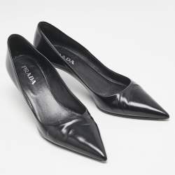 Pre Owned Prada Black Leather Pointed Toe Pumps Size 37