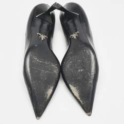 Pre Owned Prada Black Leather Pointed Toe Pumps Size 37