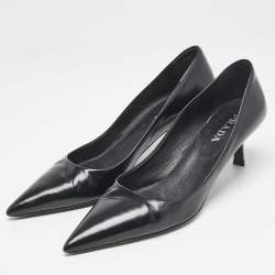 Pre Owned Prada Black Leather Pointed Toe Pumps Size 37