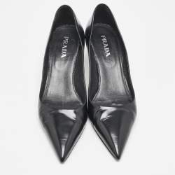 Pre Owned Prada Black Leather Pointed Toe Pumps Size 37