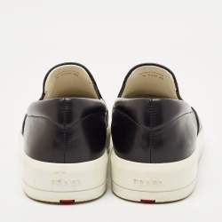 Prada Black Leather Slip On Sneakers Size 40