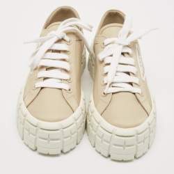 Prada Beige Re-Nylon Double Wheel Gabardine Sneakers Size 38