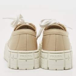 Prada Beige Re-Nylon Double Wheel Gabardine Sneakers Size 38