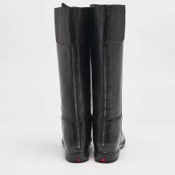 Pre Owned Prada Black Leather Knee Length Boots Size 39