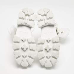 Prada White Leather and Nylon Monolith Combat Boots Size 38.5