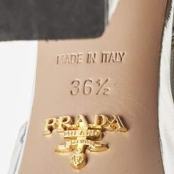 Prada Silver Leather Platform Ankle Strap Sandals Size 36.5