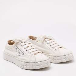 Prada White Re-Nylon Double Wheel Low Top Sneakers Size 37