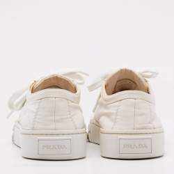 Prada White Re-Nylon Double Wheel Low Top Sneakers Size 37