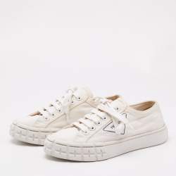 Prada White Re-Nylon Double Wheel Low Top Sneakers Size 37