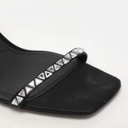 Prada Black Satin Embellished Ankle Strap Sandals Size 40