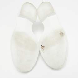 مملوكة مسبقًا Prada White Patent Leather Slip On Loafers Size 37.5