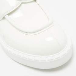 مملوكة مسبقًا Prada White Patent Leather Slip On Loafers Size 37.5