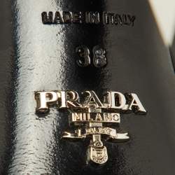 Prada Black Suede Crystal Embellished Heel Platform Sandals Size 38