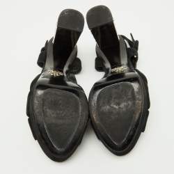 Prada Black Suede Crystal Embellished Heel Platform Sandals Size 38