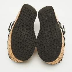 Pre Owned Prada Black Rubber Monolith Cage Cork Platform Sandals Size 39
