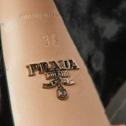 Prada Black Velvet Block Heel Platform Ankle Strap Sandals Size 38