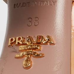 Prada Beige/Red Patent Leather Bow Ankle Strap Sandals Size 38