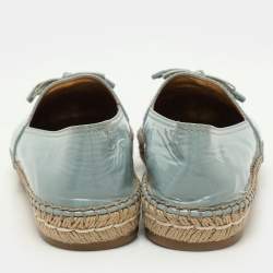 Prada Soft Blue Patent Leather Espadrille Flats Size 39