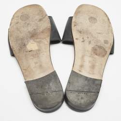 Prada Black Leather Slide Flat Sandals Size 39