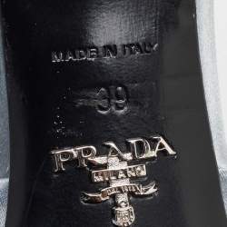 Prada Light Blue Satin Crystal Embellished Slide Sandals Size 39
