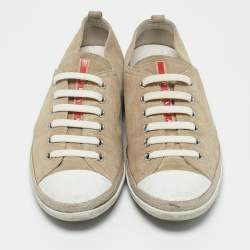 Prada Grey Suede Cap Toe Lace Up Sneakers Size 39