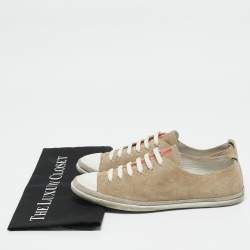 Prada Grey Suede Cap Toe Lace Up Sneakers Size 39