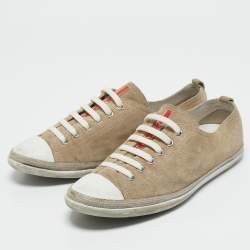 Prada Grey Suede Cap Toe Lace Up Sneakers Size 39
