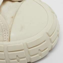 Prada Off White Canvas Gabardine High Top Sneakers Size 36