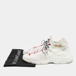 Prada White Knit Fabric Logo Low Top Sneakers Size 39