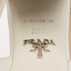 Pre Owned Prada Grey Leather Mary Jane Pumps Size 38.5