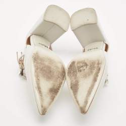 Pre Owned Prada Grey Leather Mary Jane Pumps Size 38.5