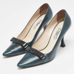 Pre Owned Prada Green/Black Ombre Leather Pointed Toe Pumps Size 39