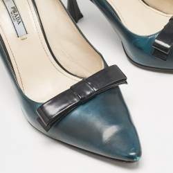 Pre Owned Prada Green/Black Ombre Leather Pointed Toe Pumps Size 39