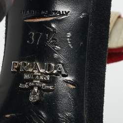 Prada Tricolor Leather and Suede Strappy Peep Toe Sandals Size 37.5
