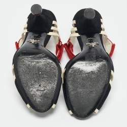 Prada Tricolor Leather and Suede Strappy Peep Toe Sandals Size 37.5