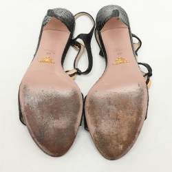Prada Black Python Embellished Ankle Strap Sandals Size 40
