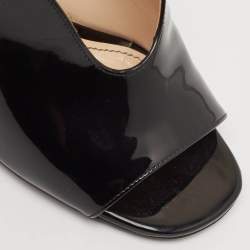 Prada Black Patent Leather Peep Toe Mules Size 36