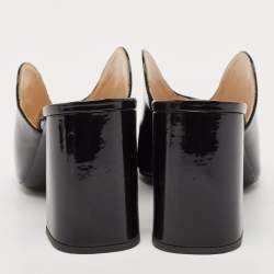 Prada Black Patent Leather Peep Toe Mules Size 36