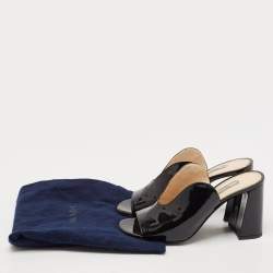 Prada Black Patent Leather Peep Toe Mules Size 36