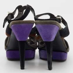 Prada Multicolor Suede Srappy Platform Sandals Size 37