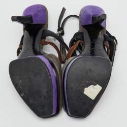 Prada Multicolor Suede Srappy Platform Sandals Size 37