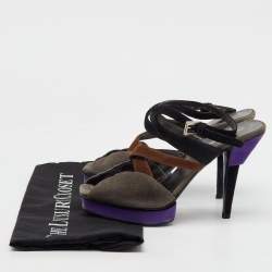 Prada Multicolor Suede Srappy Platform Sandals Size 37