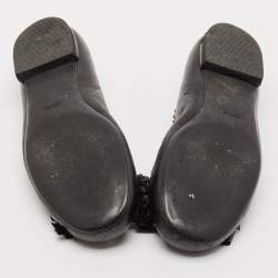 Prada Black Leather Logo Bow Ballet Flats Size 38