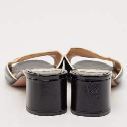 Prada Black Saffiano Leather Mules Size 37.5