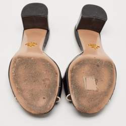 Prada Black Saffiano Leather Mules Size 37.5