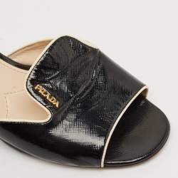 Prada Black Saffiano Leather Mules Size 37.5