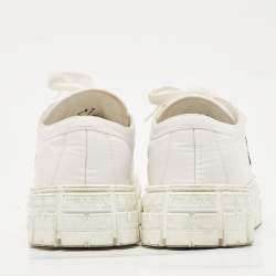 Prada White Nylon Gabardine Lace Up Sneakers Size 41