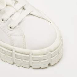 Prada White Nylon Gabardine Lace Up Sneakers Size 41