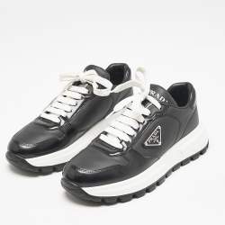 Pre Owned Prada Black Leather Prax 01 Low Top Sneakers Size 37.5