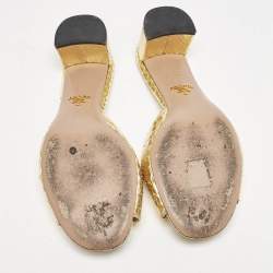 Prada Gold Python Embossed Leather Slide Sandals Size 37